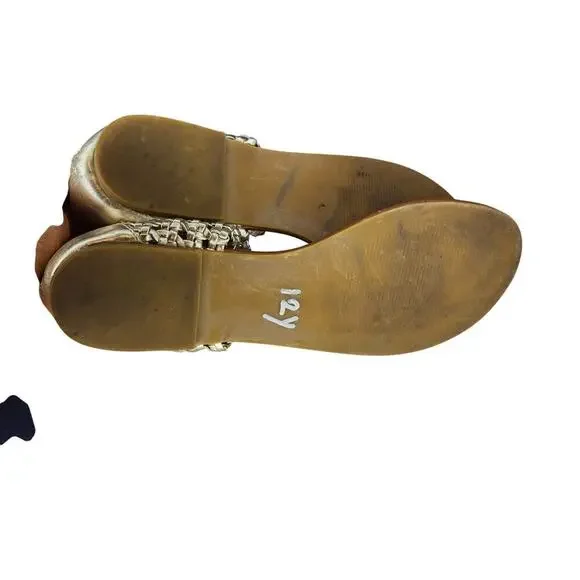 Nine West Thong Sandals Gold Weave Boho Beach Resort Summer Vegan 8M - Picture 5 of 5